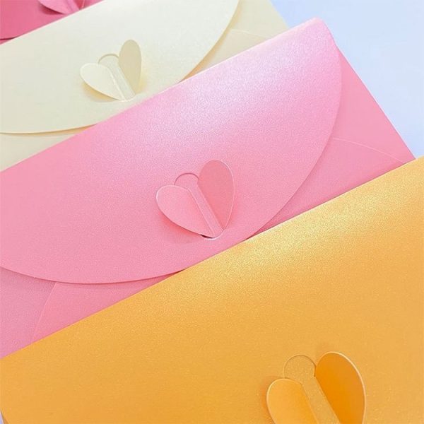 10pcs Love Buckle Pearl Paper Hot Stamping Envelope Invitation Letter (Red) - Image 6