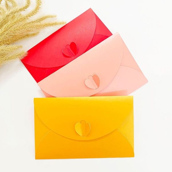 10pcs Love Buckle Pearl Paper Hot Stamping Envelope Invitation Letter (Red) - Image 7