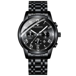FNGEEN 4006 Men Trendy Waterproof Quartz Watch (Black Steel Black Surface)