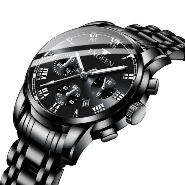 FNGEEN 4006 Men Trendy Waterproof Quartz Watch (Black Steel Black Surface) - Image 3