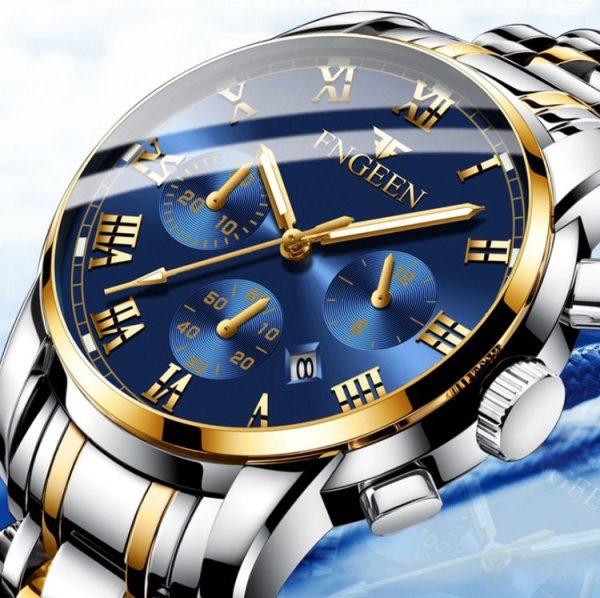 FNGEEN 4006 Men Trendy Waterproof Quartz Watch (Black Steel Black Surface) - Image 4