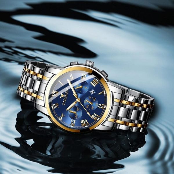 FNGEEN 4006 Men Trendy Waterproof Quartz Watch (Black Steel Black Surface) - Image 5