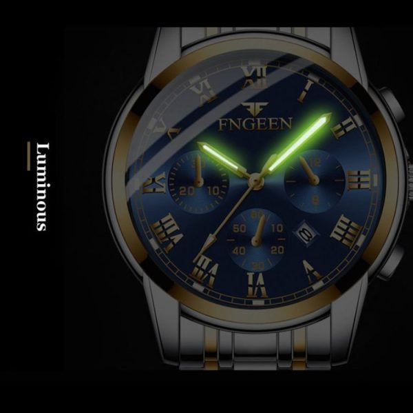 FNGEEN 4006 Men Trendy Waterproof Quartz Watch (Black Steel Black Surface) - Image 6