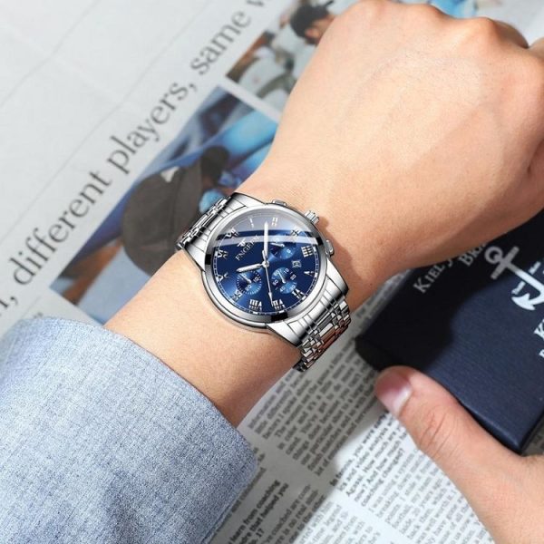 FNGEEN 4006 Men Trendy Waterproof Quartz Watch (Black Steel Black Surface) - Image 8