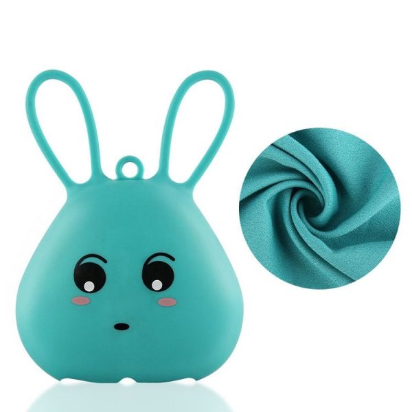 2 PCS 2 in 1Quick-Drying Sports Towel Silicone Storage Cover Outdoor Travel Cooling Towel Set, Size: S (Cartoon Green)