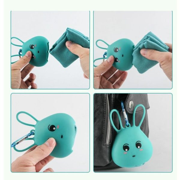 2 PCS 2 in 1Quick-Drying Sports Towel Silicone Storage Cover Outdoor Travel Cooling Towel Set, Size: S (Cartoon Green) - Image 13