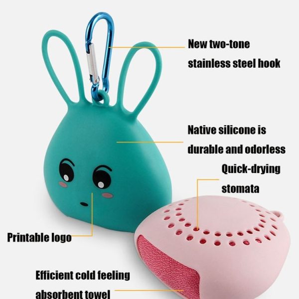 2 PCS 2 in 1Quick-Drying Sports Towel Silicone Storage Cover Outdoor Travel Cooling Towel Set, Size: S (Cartoon Green) - Image 6
