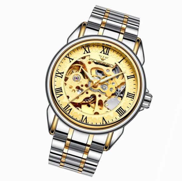 FNGEEN 8866 Men Waterproof Watch Fashion Double-Sided Hollow Automatic Mechanical Watch (Gold Gold Surface) - Image 2