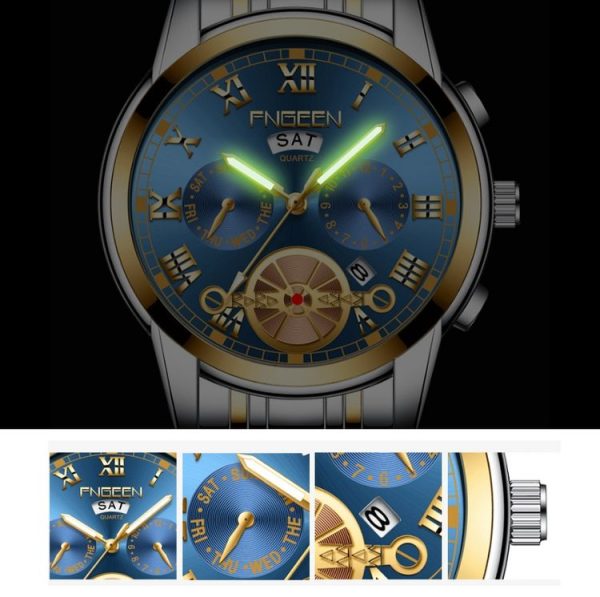 FNGEEN 4001 Men Watch Multi-Function Quartz Watch, Colour: White Steel White Surface - Image 4