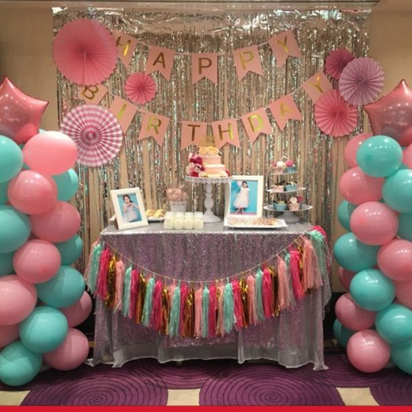 Color Polka Dot Paper Tassels Birthday Room Decoration Ribbon Garland (TM-002 Pink Dots) - Image 6
