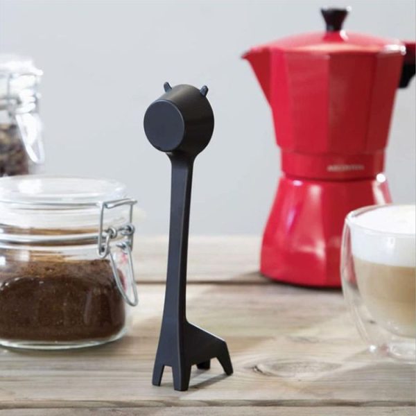 5 PCS Cartoon Giraffe Shape Coffee Spoon Coffee Bean Powder Quantitative Spoon Metering Plastic Spoon (Black) - Image 2