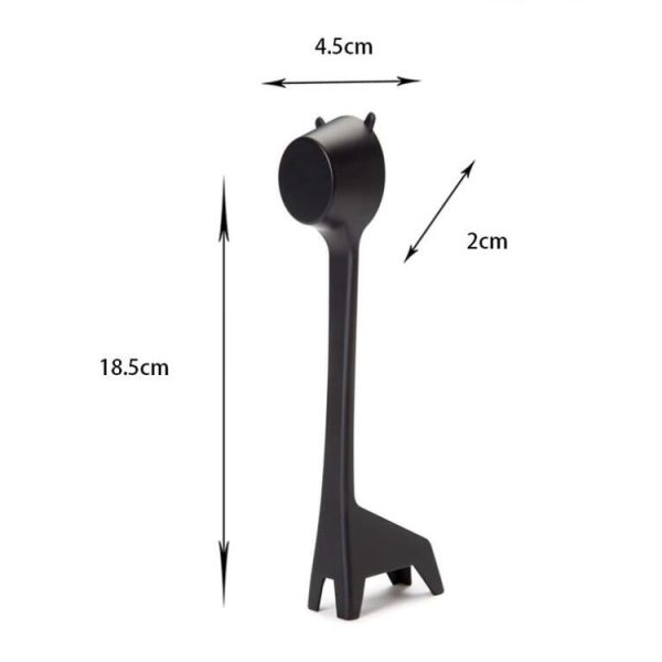 5 PCS Cartoon Giraffe Shape Coffee Spoon Coffee Bean Powder Quantitative Spoon Metering Plastic Spoon (Black) - Image 3