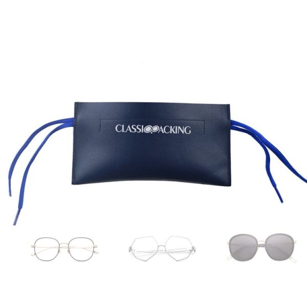 2 PCS Double-Layer Retractable Soft Bag Waterproof Glasses Bag Portable PU Glasses Storage Bag (Blue)