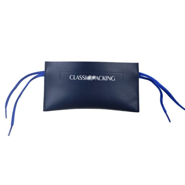2 PCS Double-Layer Retractable Soft Bag Waterproof Glasses Bag Portable PU Glasses Storage Bag (Blue) - Image 2