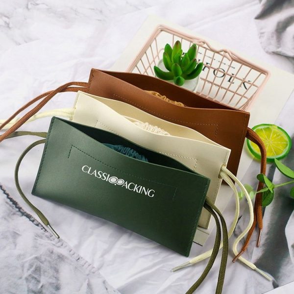 2 PCS Double-Layer Retractable Soft Bag Waterproof Glasses Bag Portable PU Glasses Storage Bag (Blue) - Image 6