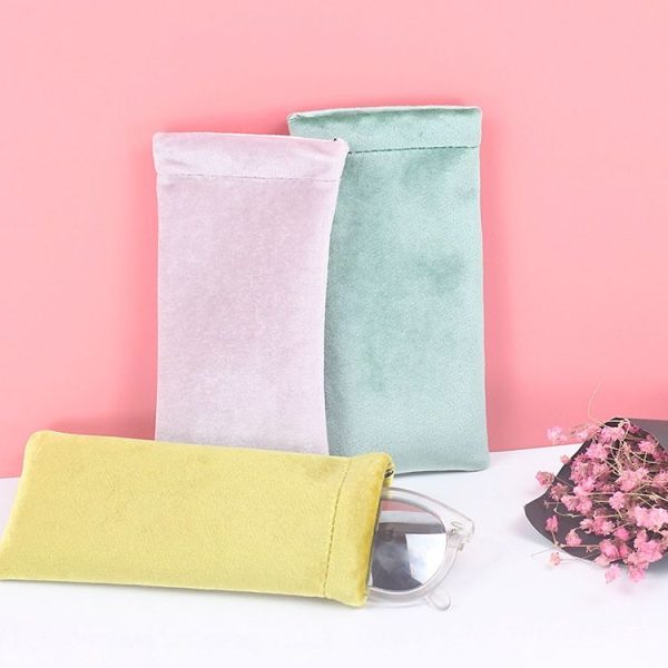 3 PCS Pure Color Waterproof Flannel Myopia Presbyopic Glasses Bag Big Frame Storage Sunglasses Bag (Yellow) - Image 5