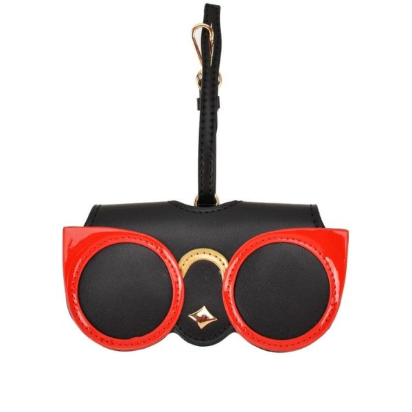 Cute And Funny PU Sunglasses Case Portable Glasses Case With Hanging Buckle, Colour: Cat Girl (Red Frame) - Image 2