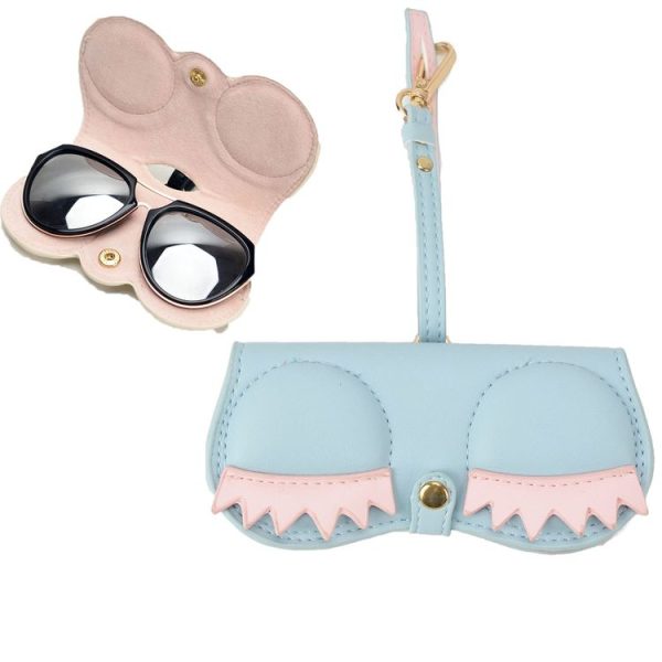 Cute And Funny PU Sunglasses Case Portable Glasses Case With Hanging Buckle, Colour: Eyelashes