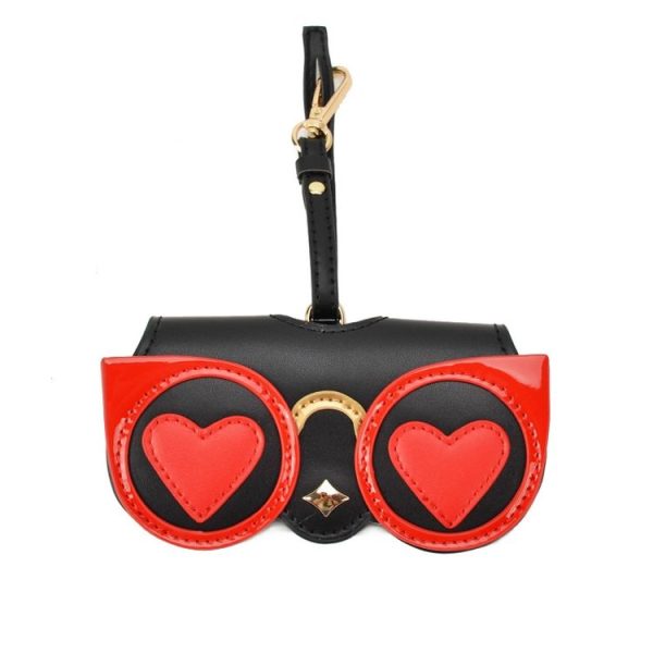 Cute And Funny PU Sunglasses Case Portable Glasses Case With Hanging Buckle, Colour: Red Love Cat Girl - Image 2