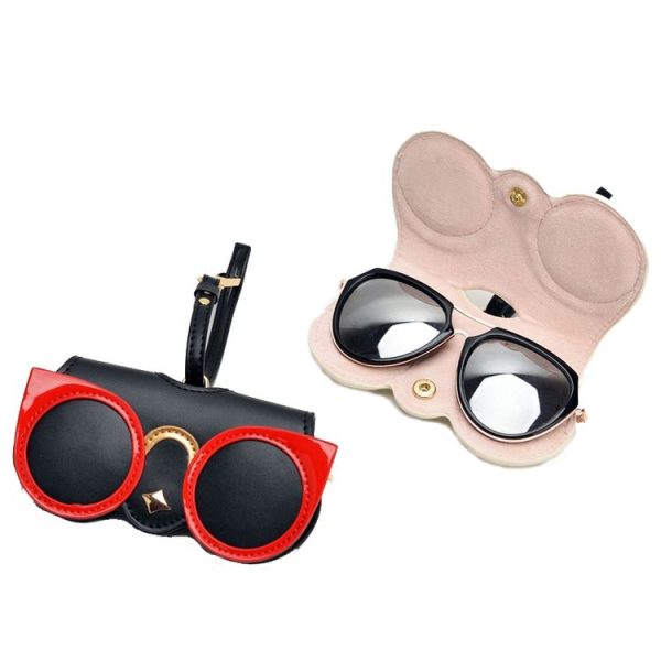 Cute And Funny PU Sunglasses Case Portable Glasses Case With Hanging Buckle, Colour: Red Love Cat Girl - Image 3
