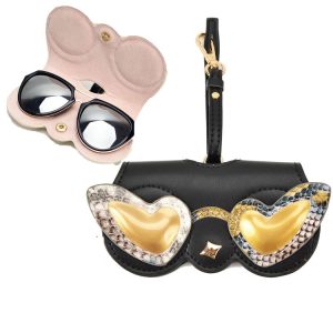 Cute And Funny PU Sunglasses Case Portable Glasses Case With Hanging Buckle, Colour: Love (Snake Pattern Stitching)