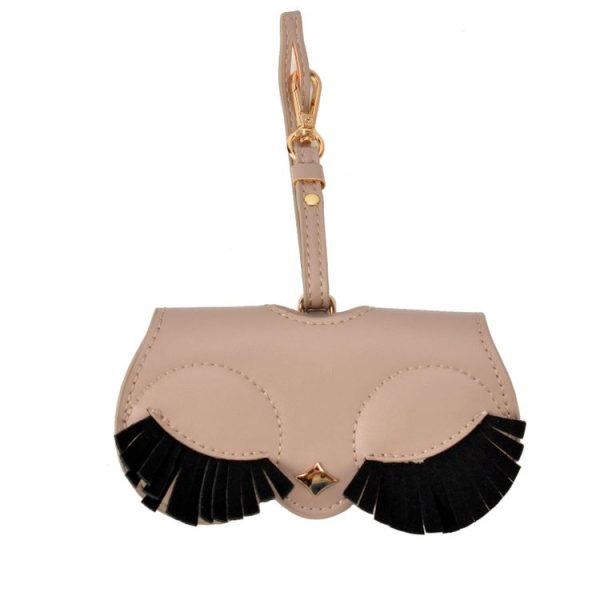 Cute And Funny PU Sunglasses Case Portable Glasses Case With Hanging Buckle, Colour: Shy Black Eyelashes - Image 2