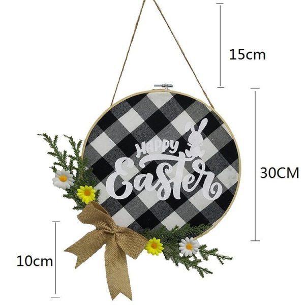 Home Decorations Easter Wreath Shooting Props Wreath Door Hanging Dark Blue Welcome Wooden Sign - Image 3