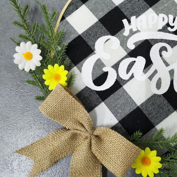 Home Decorations Easter Wreath Shooting Props Wreath Door Hanging Dark Blue Welcome Wooden Sign - Image 4