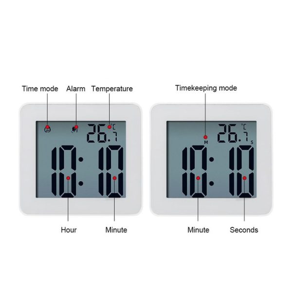 Waterproof Wall Clock LCD Bathroom Clock Kitchen Electronic Alarm Clock - Image 4