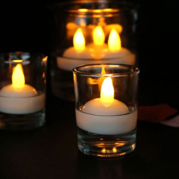 12 PCS Waterproof Candles SPA Shower Water Decorative Candle Lights LED Floating Candles (Yellow Light) - Image 5