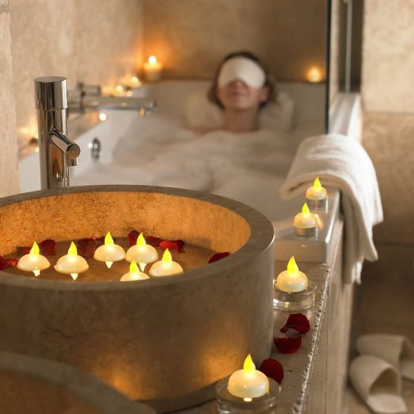 12 PCS Waterproof Candles SPA Shower Water Decorative Candle Lights LED Floating Candles (Yellow Light) - Image 7
