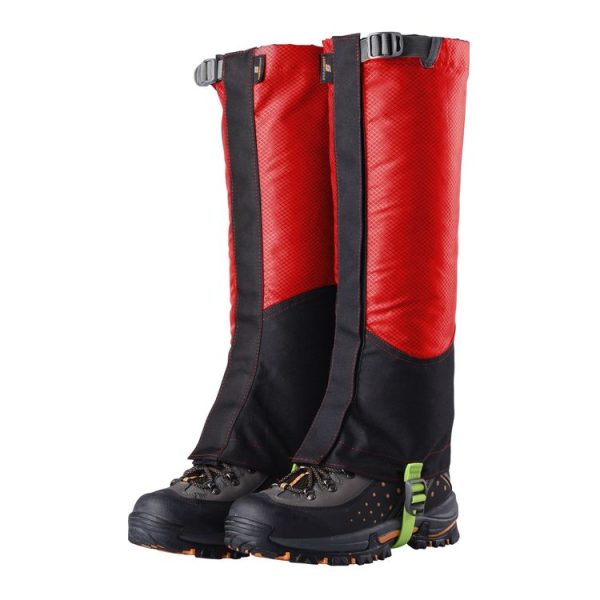 LUCKSTONE Outdoor Mountaineering Hiking Skiing Wear-Resistant Oxford Foot Cover, Size: L (Red Black)