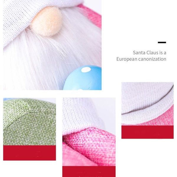 2 PCS Easter Pink Ears Plaid Bunny Dwarf Doll Elf Doll Ornaments Home Decoration Products (Faceless Men) - Image 4