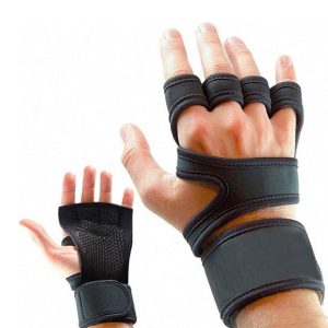 Half-Finger Sports Gloves Non-Slip Silicone Fitness Equipment Gloves Sports Compression Wristbands, Specification: L (Black)