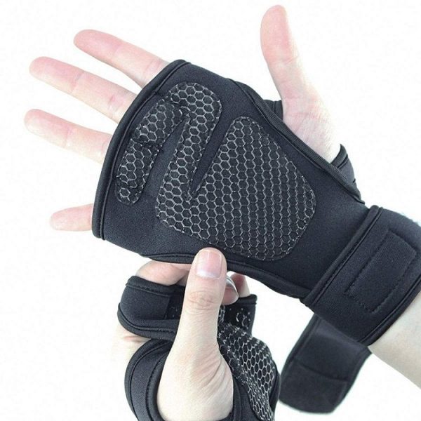 Half-Finger Sports Gloves Non-Slip Silicone Fitness Equipment Gloves Sports Compression Wristbands, Specification: L (Black) - Image 2