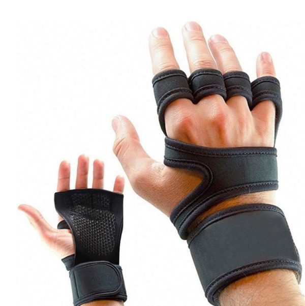 Half-Finger Sports Gloves Non-Slip Silicone Fitness Equipment Gloves Sports Compression Wristbands, Specification: XL (Black)