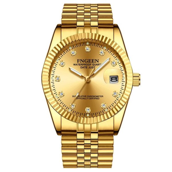 FNGEEN 7008 Men Fashion Diamond Dial Watch Couple Watch (Full Gold Gold Surface)