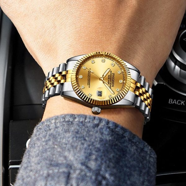 FNGEEN 7008 Men Fashion Diamond Dial Watch Couple Watch (Full Gold Gold Surface) - Image 7
