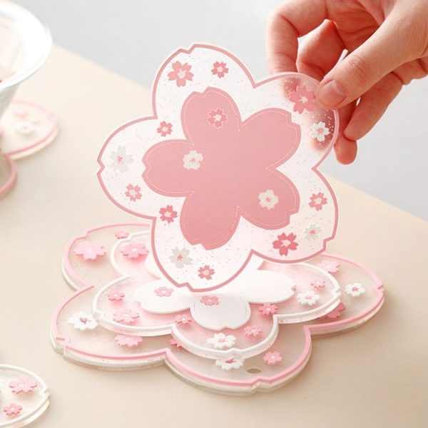 Home Cherry Blossoms Silicone Table Mat Non-Slip Mat Insulation Mat, Specification: Powder Coaster - Image 3