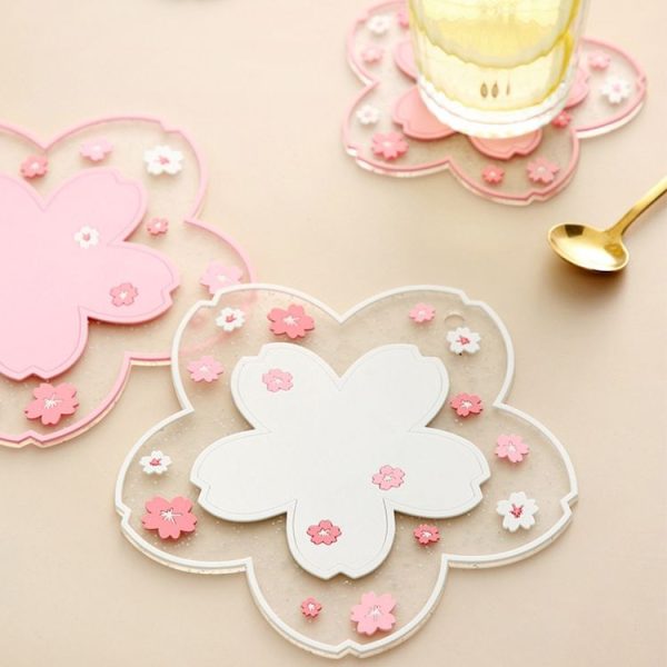 Home Cherry Blossoms Silicone Table Mat Non-Slip Mat Insulation Mat, Specification: Powder Coaster - Image 8
