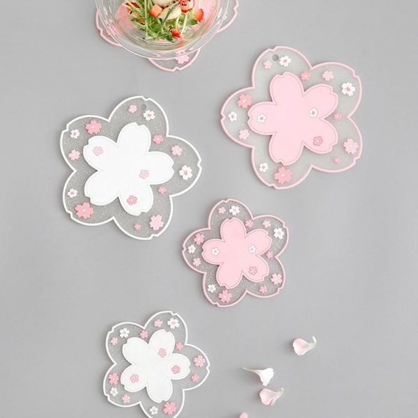 Home Cherry Blossoms Silicone Table Mat Non-Slip Mat Insulation Mat, Specification: Powder Coaster - Image 9