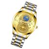 FNGEEN S999 Men Watch Calendar Dragon And Phoenix Pattern Couple Watch (Gold And Gold Surface) - Image 2