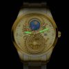 FNGEEN S999 Men Watch Calendar Dragon And Phoenix Pattern Couple Watch (Gold And Gold Surface) - Image 4