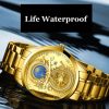 FNGEEN S999 Men Watch Calendar Dragon And Phoenix Pattern Couple Watch (Gold And Gold Surface) - Image 5