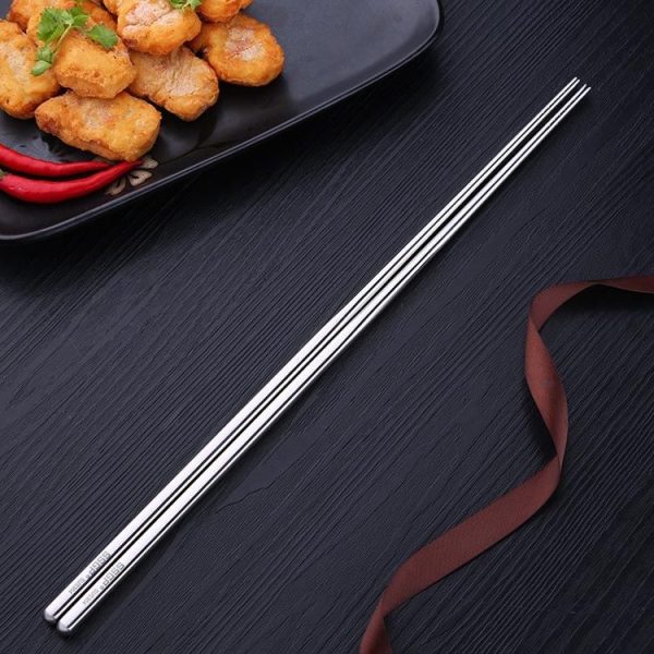 1 Pair Extended Chopsticks Stainless Steel Non-Slip Anti-Scalding Long Chopsticks Noodle Chopsticks Hot Pot Chopsticks - Image 2