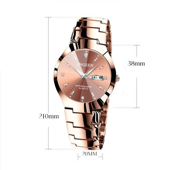 FNGEEN 5808 Men Fashion Steel Strap Quartz Watch Couple Watch (Black Steel Black Surface) - Image 3