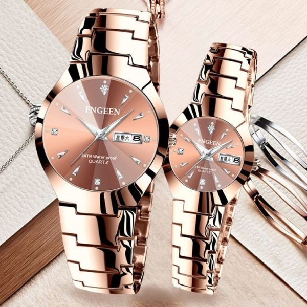 FNGEEN 5808 Men Fashion Steel Strap Quartz Watch Couple Watch (Black Steel Black Surface) - Image 5