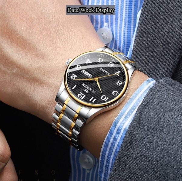 FNGEEN 7811 Middle-aged and Elderly Men Large Digital Dial Quartz Watch (White Steel White Surface) - Image 6