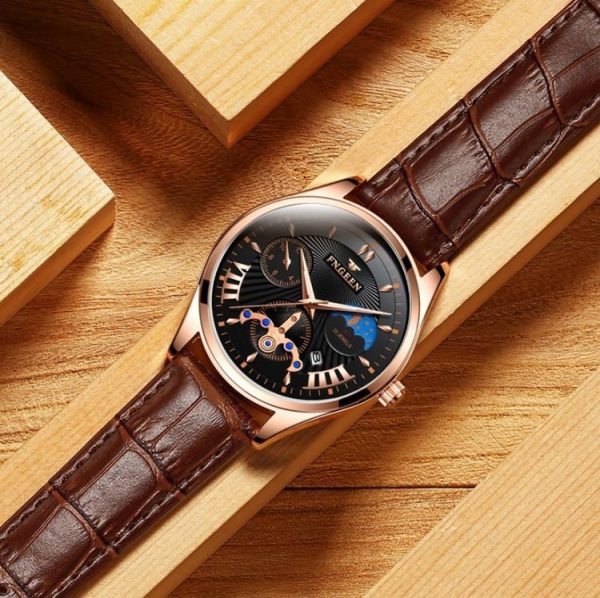 FNGEEN 5606 Men Luminous Casual Quartz Watch (White Steel White Shell Black Surface) - Image 4