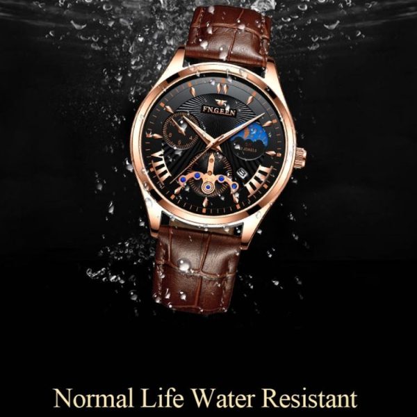FNGEEN 5606 Men Luminous Casual Quartz Watch (White Steel White Shell Black Surface) - Image 7